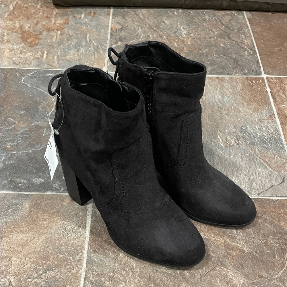 Indigo Black Suede Ankle Booties